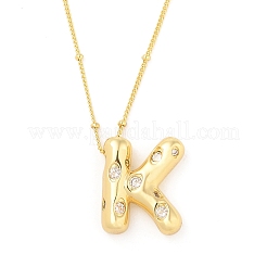 Ожерелья с подвесками из латуни с прозрачным кубическим цирконием NJEW-Z038-01G-K