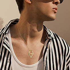 1 шт. кулон-кольцо-держатель из нержавеющей стали в форме ромба NJEW-HS0001-11G