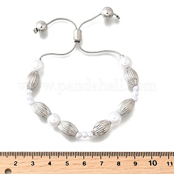 Браслеты слайдеры из латунных бусин для женщин BJEW-D317-01P