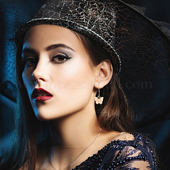 3 пара двухцветных эмалевых серег-колец в виде бабочек с черепом EJEW-AN0002-46