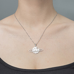 Ожерелье с подвеской в виде полой планеты из не тускнеющей нержавеющей стали 201 NJEW-OY001-75