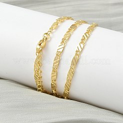 Ожерелья из текстурированной овальной цепочки из латуни толщиной 3 мм для женщин NJEW-K271-11G