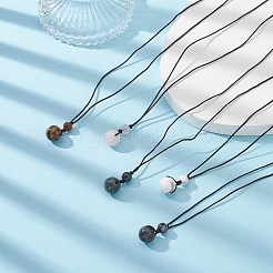 Ожерелье с круглым кулоном из натуральных смешанных драгоценных камней NJEW-JN04295