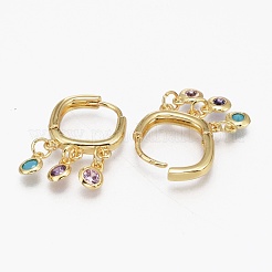 Серьги-кольца из латуни с микро-паве из фианита EJEW-L231-55G