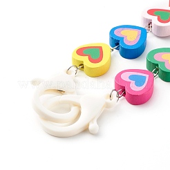 Бусы из натурального окрашенного дерева в форме сердца NJEW-JN03528