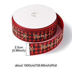 1 рулон репсовой ленты из полиэстера с рождественским принтом OCOR-YW0001-05D
