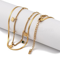 Двухслойные ожерелья из нержавеющей стали 304 со стразами NJEW-U026-03G