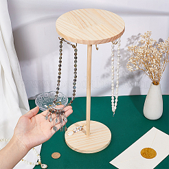 Вращающиеся круглые деревянные подставки для ожерелий NDIS-WH0001-22