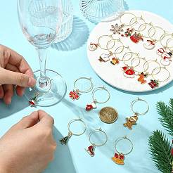20 шт. 20 стиля подвески для бокалов для вина из сплава и эмали с рождественской тематикой&nbsp;HJEW-HS00082