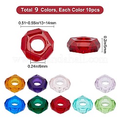 90 шт. 9 цвета эпоксидной смолы европейские бусины RPDL-SC0001-03