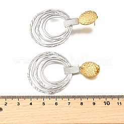 Двухцветные серьги-гвоздики из нержавеющей стали 304 EJEW-M104-01C-PG