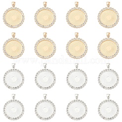 10 шт. плоская круглая подвеска из сплава со стразами в форме кабошона&nbsp;ALRI-YW0001-32KCG