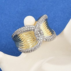 Латунные микро проложить манжеты кольца кубического циркония RJEW-D326-04G