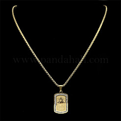 Мужские ожерелья-цепочки с подвеской из нержавеющей стали 304 с кристаллами и стразами&nbsp;FS-WG6E56E-02