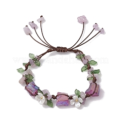 Женские плетеные браслеты из бусин с гальваническим покрытием из натурального лавандового аметиста BJEW-TA00610-02