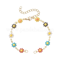 Изготовление браслета-цепочки с латунной эмалью в виде цветка ромашки AJEW-JB01438-02