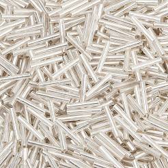 Серебряные подкладке прозрачное стекло стеклярусом SEED-R028-2x15-B02