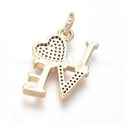 Латунные подвески из микро-паве из циркония на день святого валентина ZIRC-I032-42G