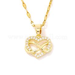 Ретро минималистичное высококачественное ожерелье с подвеской в виде сердца из латуни с микропаве из прозрачных кубических цирконий и знаком бесконечности для женщин&nbsp;GG9465-2