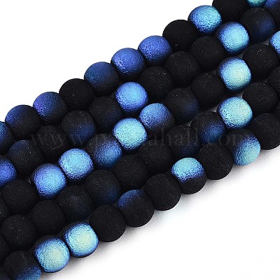 Нити из матовых непрозрачных стеклянных бусин GLAA-T032-P4mm-MBB01-1