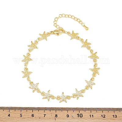 Латунные браслеты-цепочки с микропаве из прозрачных кубических цирконий для женщин BJEW-A090-11E-G-1