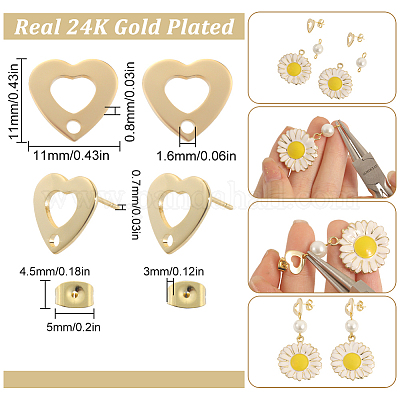 40 шт. фурнитура для сережек-гвоздиков из нержавеющей стали 201 STAS-SC0005-31-1