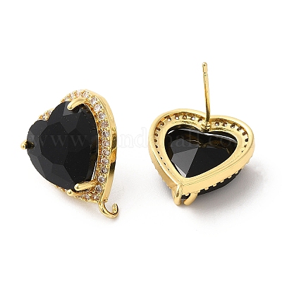 Серьга-гвоздик из латуни со стразами KK-C023-03C-1