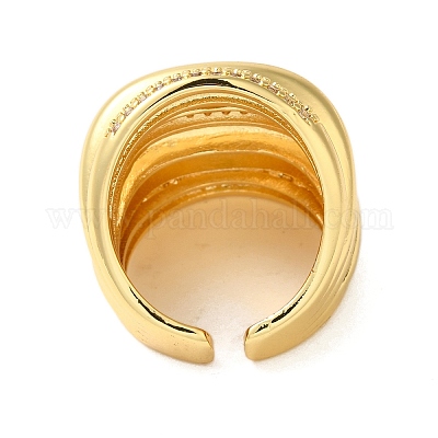 Открытые манжеты из латуни с микропаве и цирконием для женщин RJEW-A048-16G-1