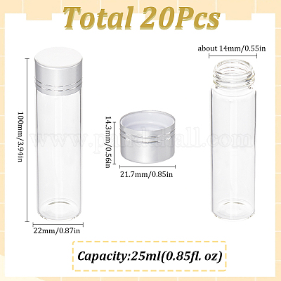 20 шт. прозрачные стеклянные бутылки-контейнеры для бусин CON-SC0001-15A-05-1