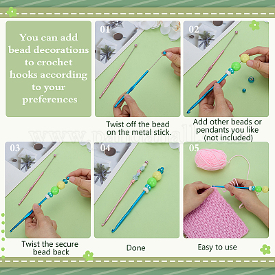 6 шт. крючки для вязания бисером из нержавеющей стали 201 двух цветов FIND-FG0004-78-1