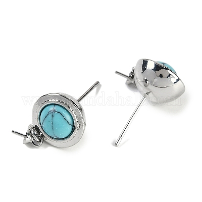 Синтетические бирюзовые серьги KK-P283-04P-1