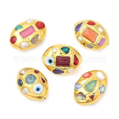 Овальные латунные бусины из натурального культивированного пресноводного жемчуга KK-M251-20G-1