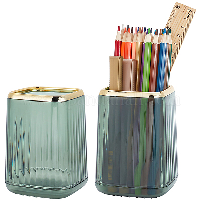 Пластиковые держатели для ручек с квадратным краем с золотыми полями DJEW-WH0039-41B-1