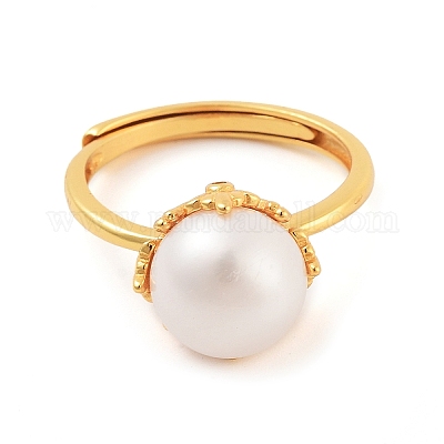 Круглые кольца на палец с натуральным жемчугом STER-Z009-05G-1