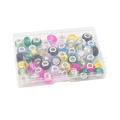 48шт 8 цвета стеклянные европейские бусины ручной работы GLAA-FS0002-14-1