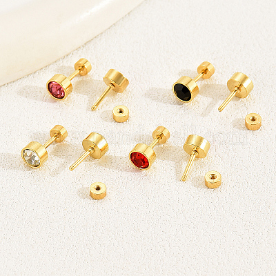 8 шт. плоские круглые серьги-гвоздики из нержавеющей стали OL7957-1