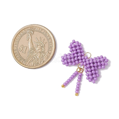 Подвески-бантики из стеклянных бус PALLOY-MZ01055-05-1