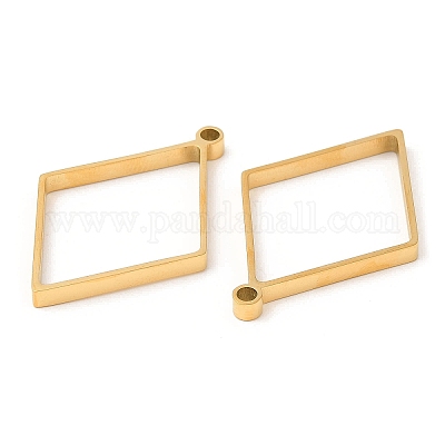 Подвески из нержавеющей стали 304 с открытым безелем в форме ромба STAS-Z040-02B-G-1