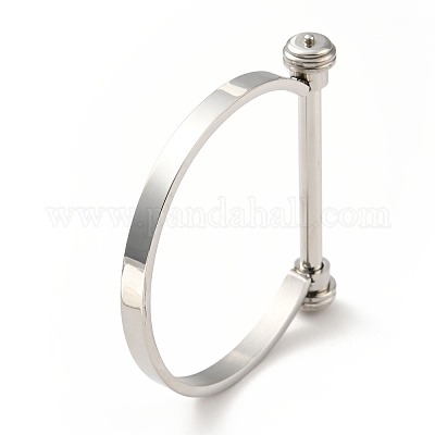 Браслет из нержавеющей стали 304 с D-образной планкой и винтами BJEW-G636-04B-P-1