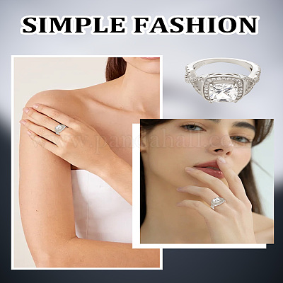 1 шт. латунные кольца с микропаве из прозрачного кубического циркония для женщин&nbsp;RJEW-LP0001-36-1