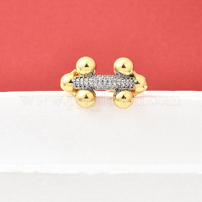 Манжеты из латуни с микро паве кубический цирконий для женщин RJEW-F184-06GP-1