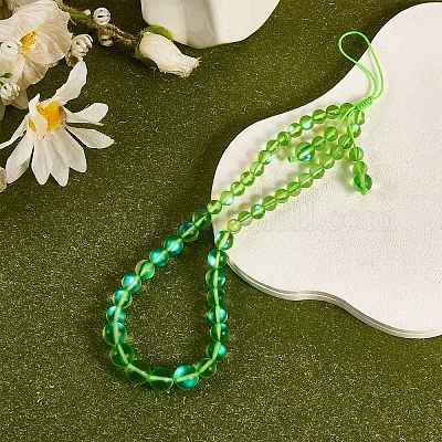 Круглые мобильные ремешки из синтетического лунного камня с бусинами HJEW-SW00042-02-1