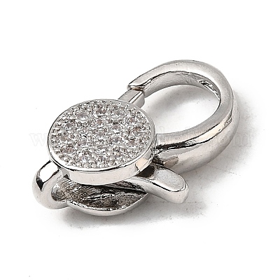 Застежки-клешни из прозрачной латуни с кубическим цирконием KK-Z078-47B-P-1