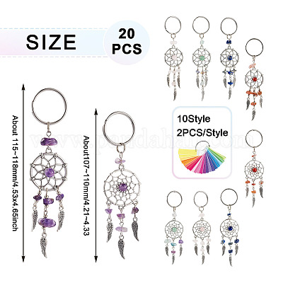 20шт 10-х стилистический брелок с натуральными драгоценными камнями KEYC-KS0001-05-1