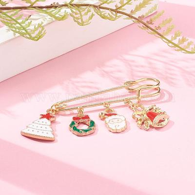 Брошь безопасности из латуни в рождественской тематике JEWB-BR00046-03-1