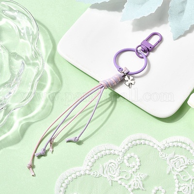 Корейский вощеный полиэстеровый шнур и подвеска в виде клевера из нержавеющей стали 201 HJEW-JM04414-03-1