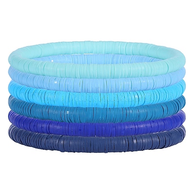 6шт 6 цвета браслеты ручной работы из полимерной глины стрейч BJEW-SW00139-1