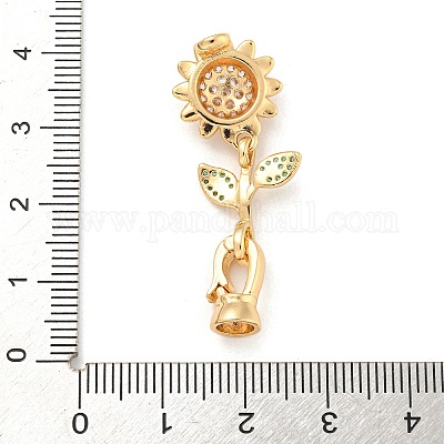 Латунные микро проложить кубического циркония раз за застежками KK-Z072-18G-1