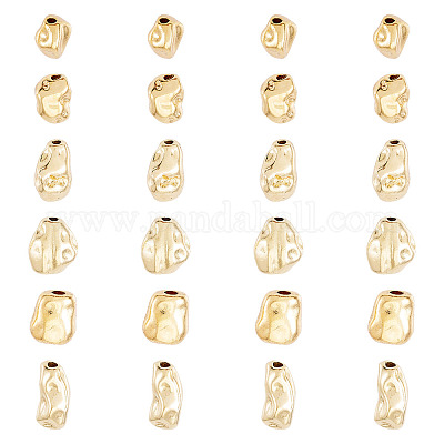 24шт 6 стиля латунные бусины KK-TA0002-34-1