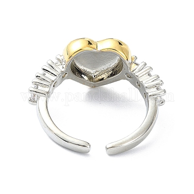 Стойка покрытие латунь микро паве кубический цирконий открытые манжеты кольца RJEW-C076-07B-G-1